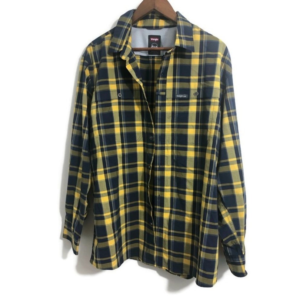 Wrangler Men's Yellow/Blue Button Down LS shirt size XL